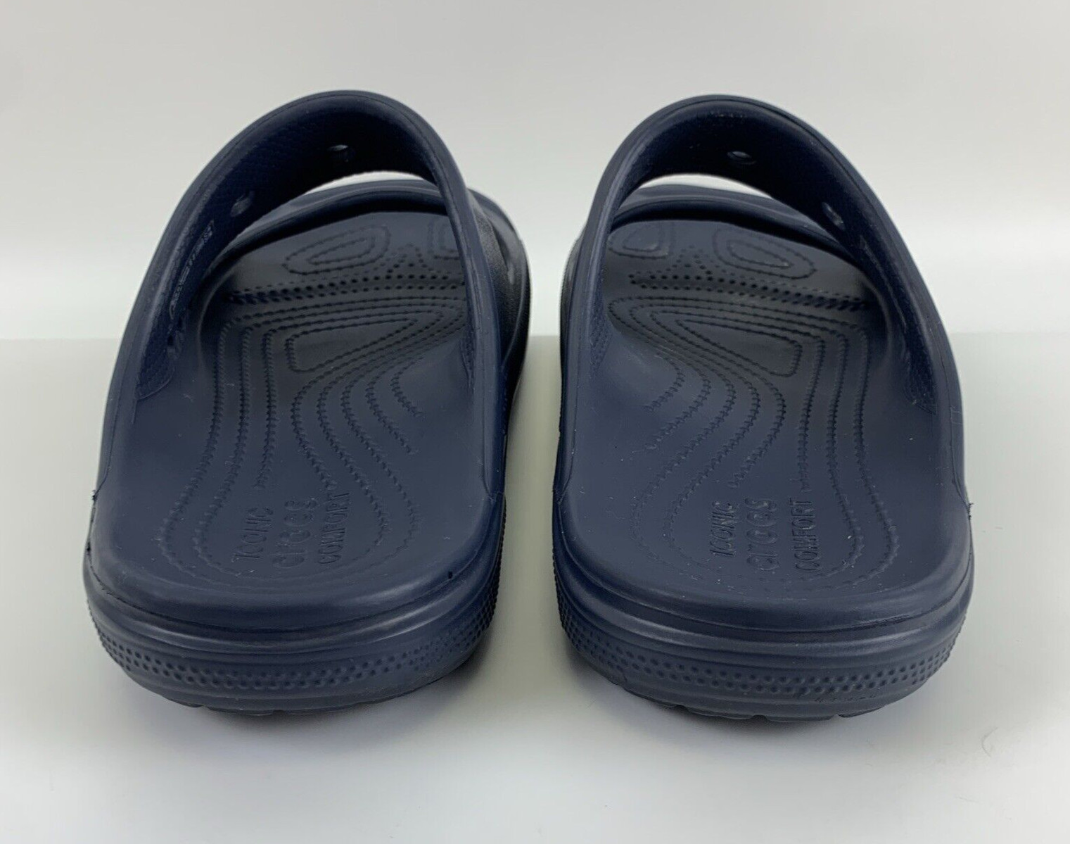 Crocs Baya Slide Sandal Navy Blue Double Strap 207627 Unisex Womens 9 Mens 7