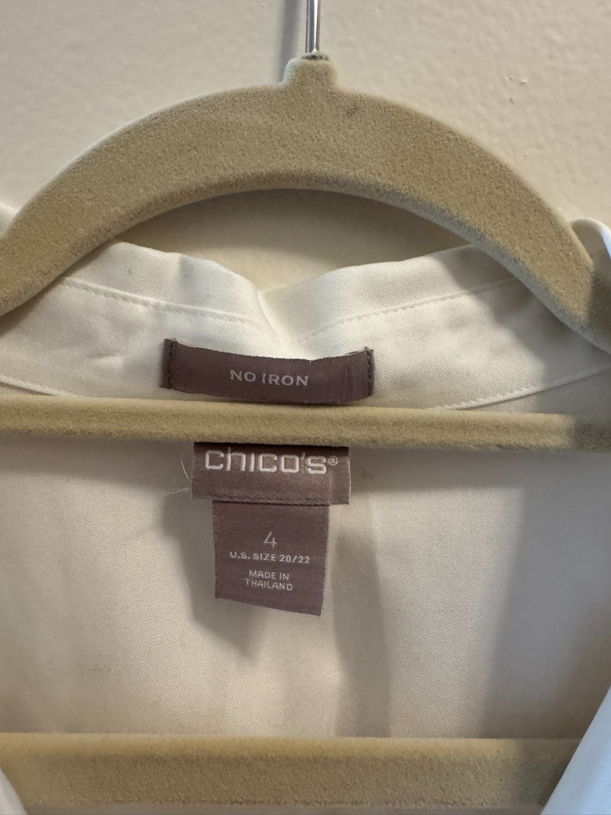 Chico’s White Button Down Shirt Womens Size 4 (20/22) XXL 3/4 Sleeve Tunic