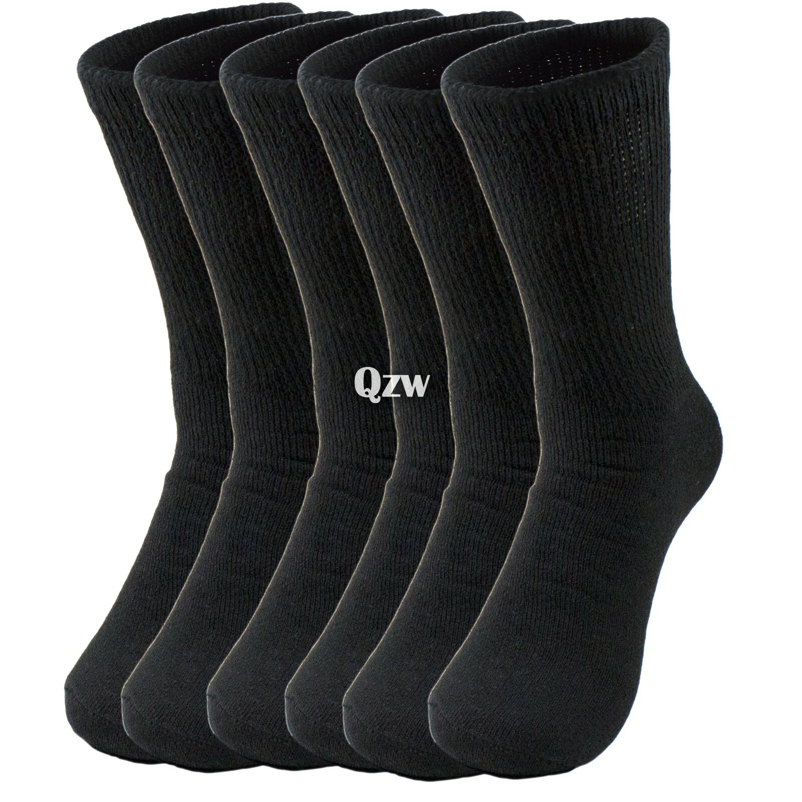 3 6 12 Mens Womens Crew Cotton Diabetic Socks For Health Circulatory Black 9-15