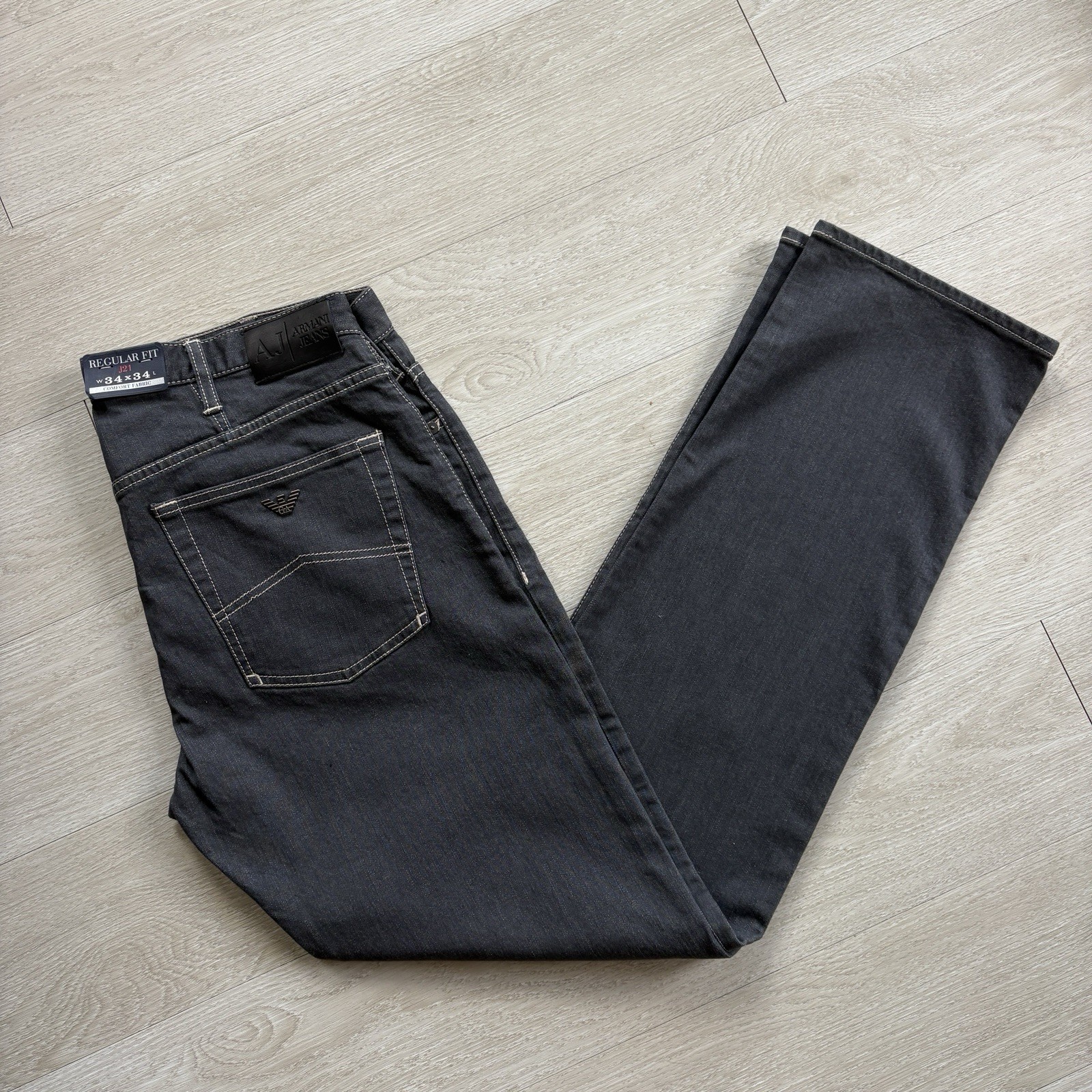 BNWT Emporio Armani Jeans J21 Regular Fit Stretch Denim W34 L34 Grey Mens