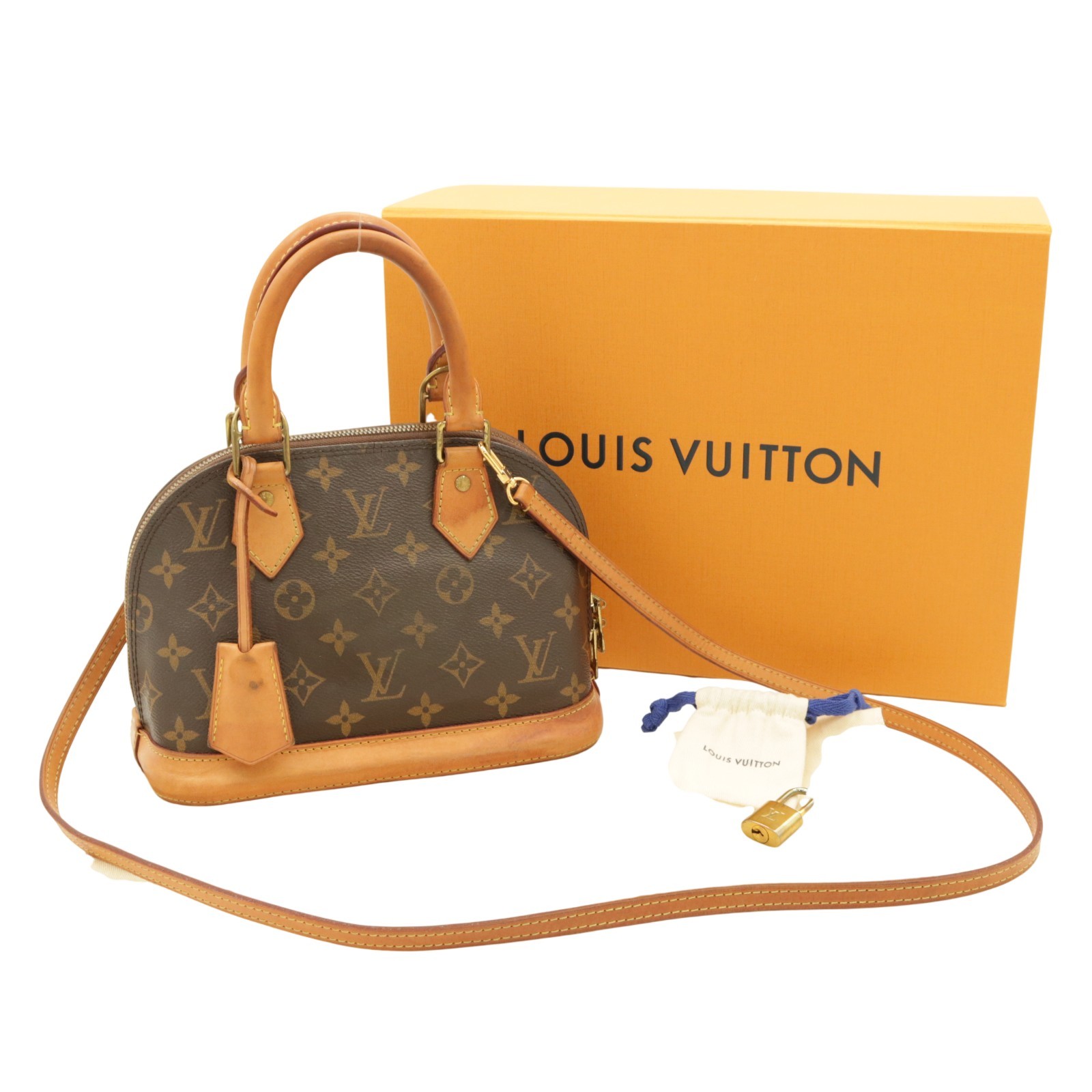 Auth.Louis Vuitton M53152 Alma BB Hand Bag Brown Monogram Canvas Serial: RFID