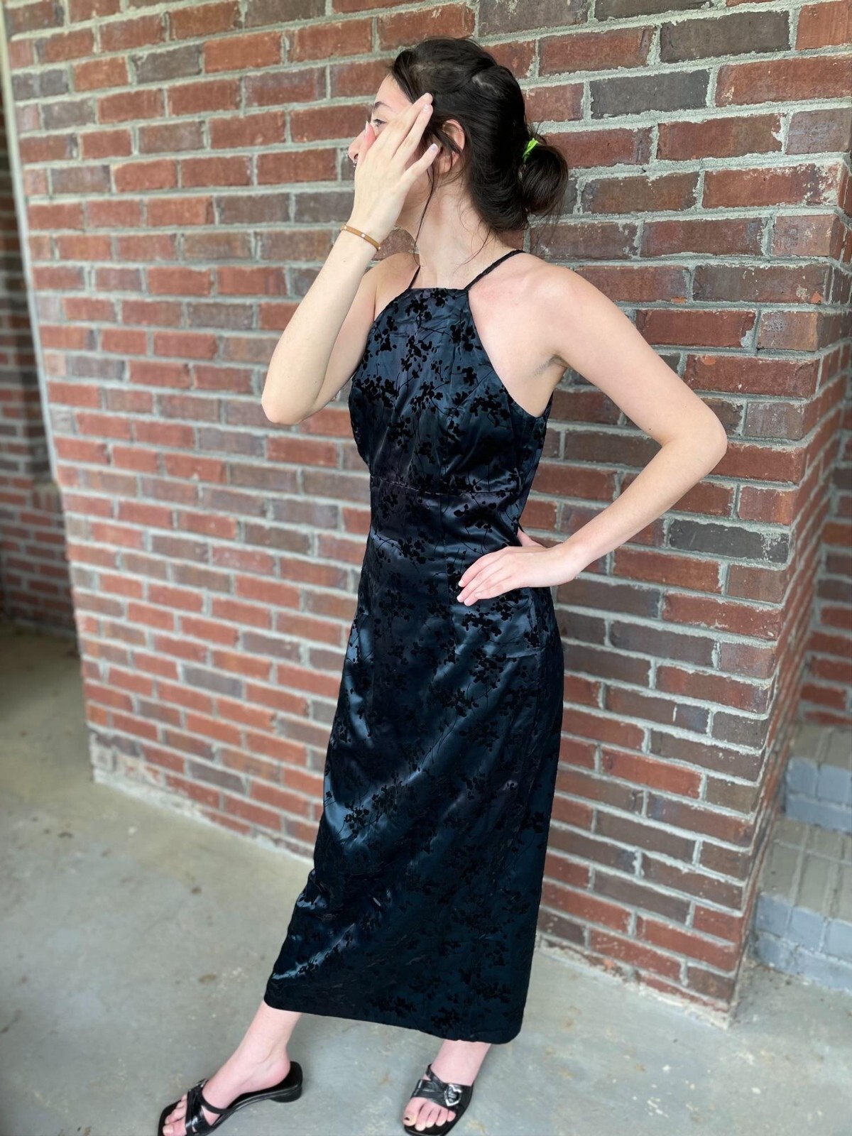 VTG Breakin Loose Formal Halter Pencil dress Juniors size 7 90s Prom Velvet