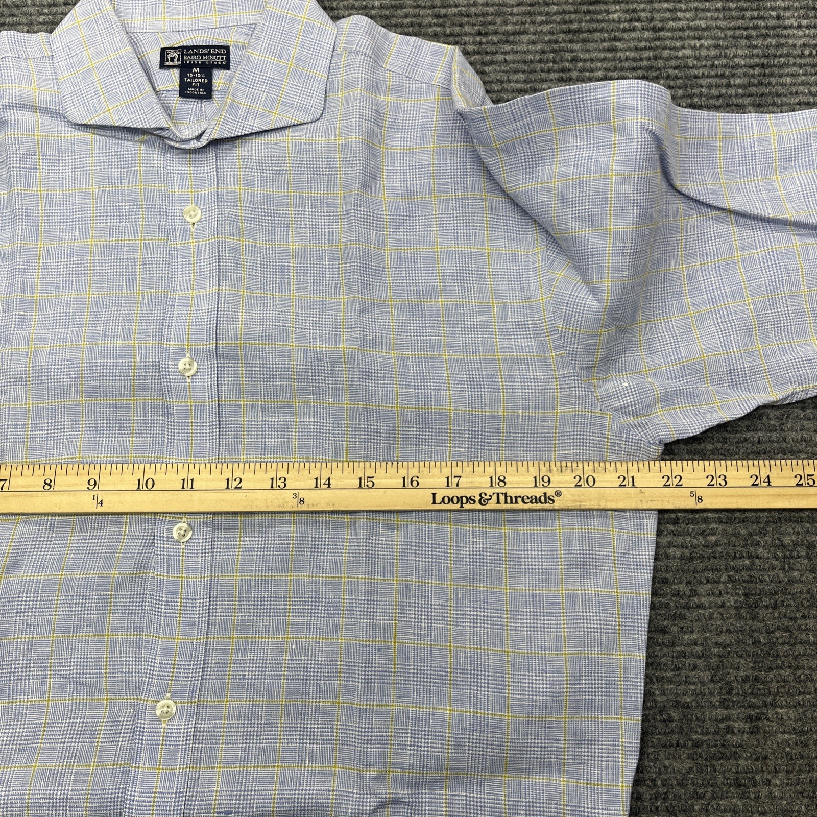Lands End Baird McNutt Irish Linen Button Up Shirt M Mens Tailored Fit 15 – 15.5