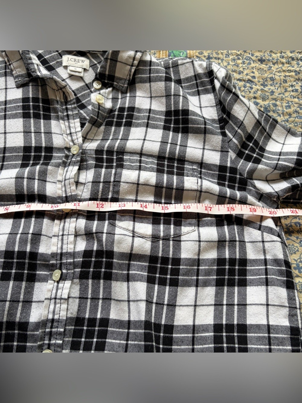 J.CREW Women’s Black & White Plaid Lightweight Flannel Button-Up, Medium