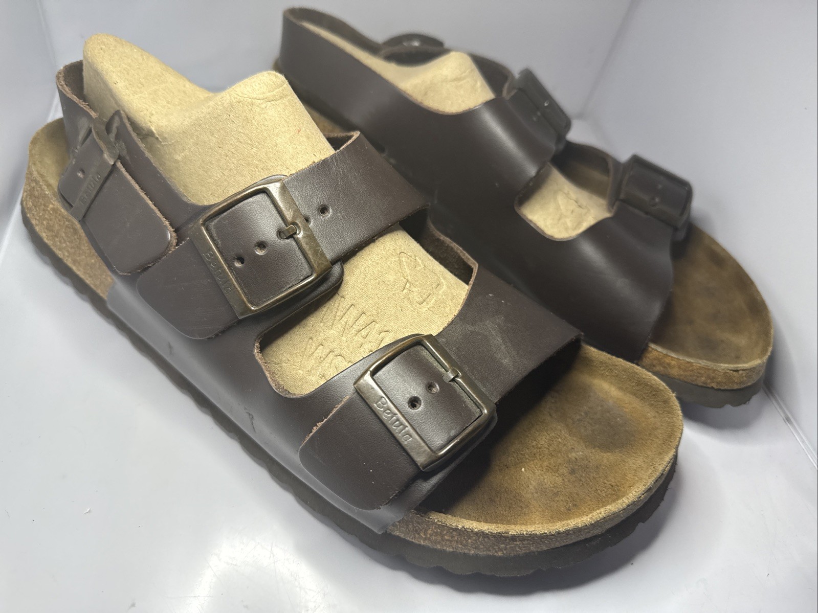 Betula Birkenstock 285 Double Strap Sandals EU 44 9.5 M11 Dark Brown w/Backstrap