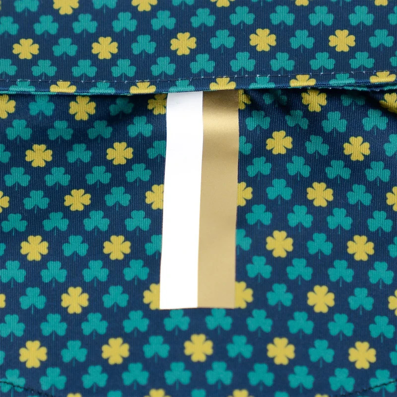 new!! 🍀Rhoback Four Leaf Admiral Navy Polo: Non-Bacon Collar Clover Graphic Top