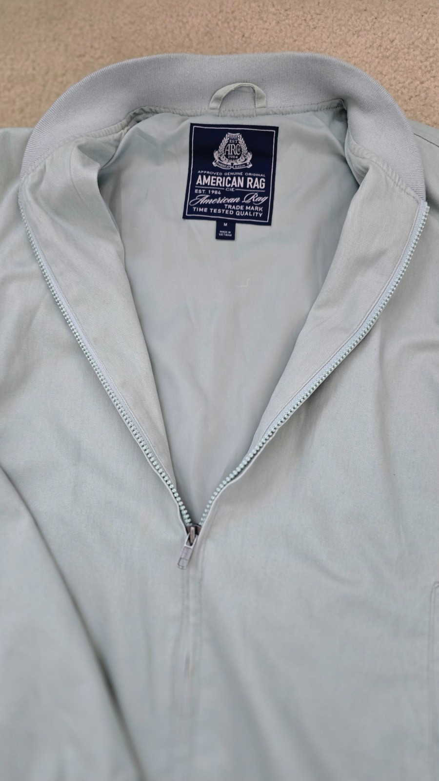 American Rag Flight Bomber Jacket Medium 100% Cotton Men’s Light Sage Green