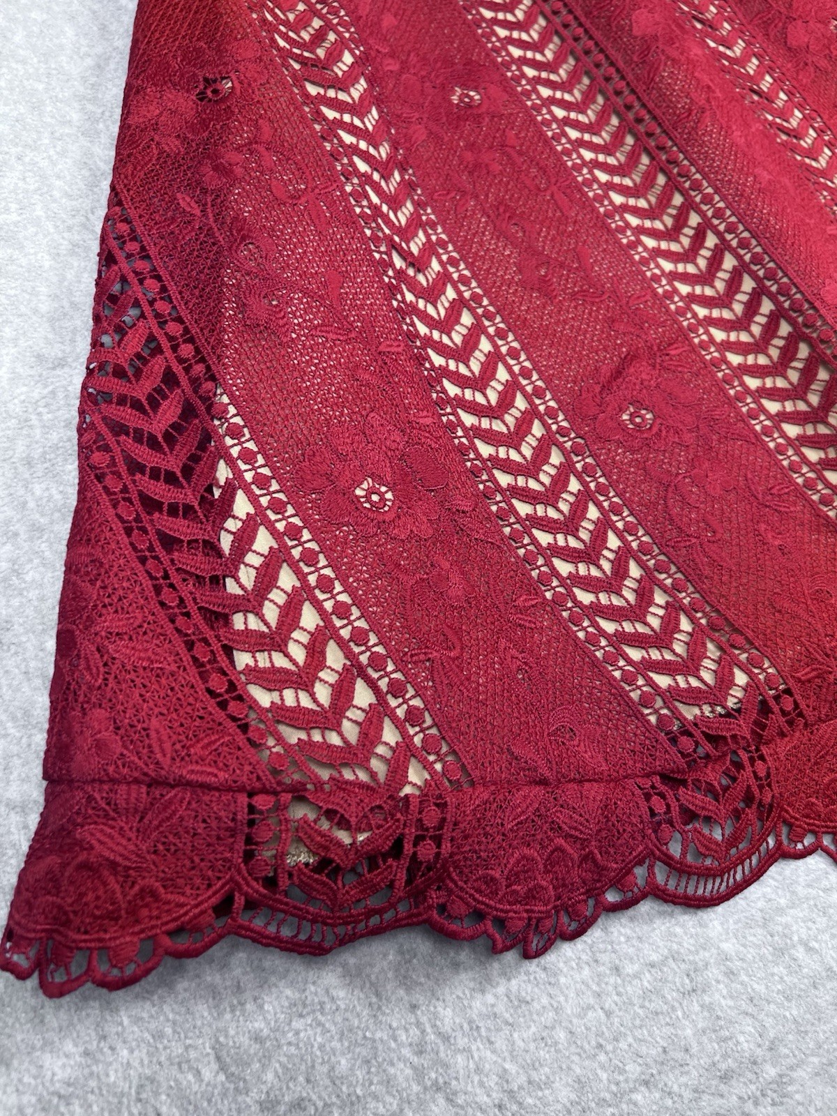 Anthropologie Red Lace Sleeveless A-Line Dress size 4