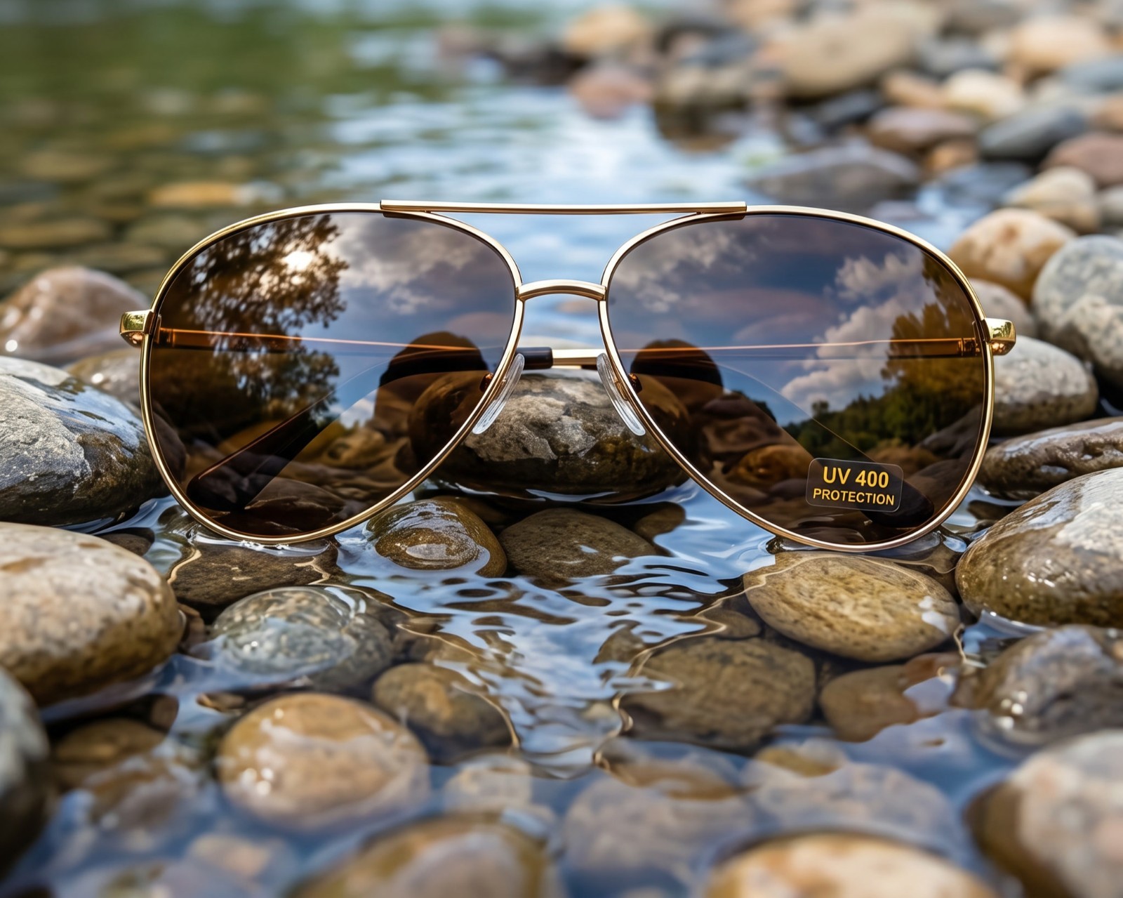 Aviator Sunglasses Gold Frame Brown Lens UV400 Polarized Men Women Classic