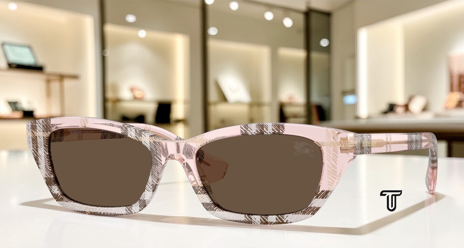 BURBERRY BE4488 422173 Check Pink Brown 52 mm Women’s Sunglasses