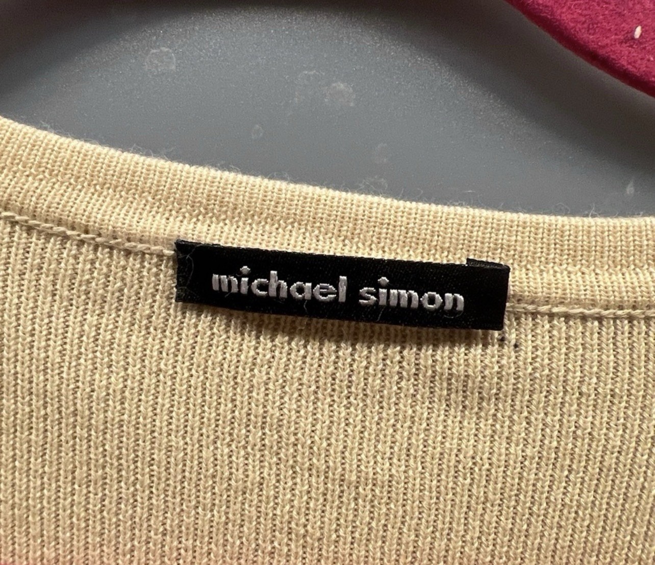 Michael Simon silk angora blend sweater 2 button fish net boho chic M