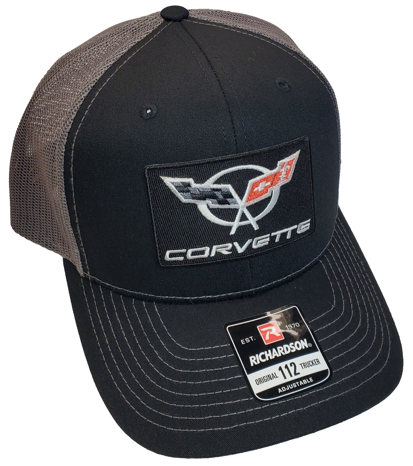 Corvette C5 Patch Richardson 112 Trucker Hat Snapback Black/Charcoal