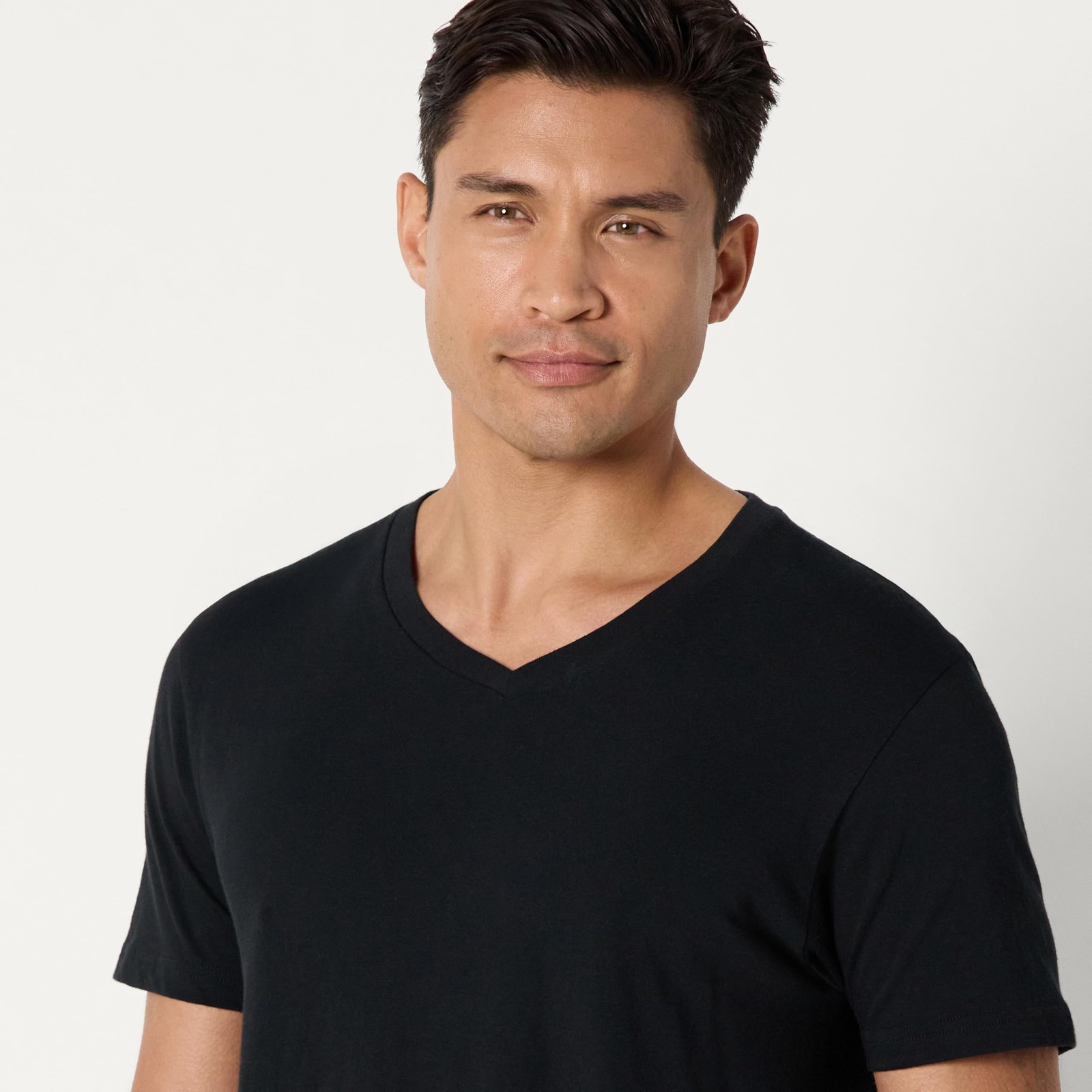 6 Pack Mens Short Sleeves 100% Cotton V-Neck Undershirt,Large Black/Grey Heather