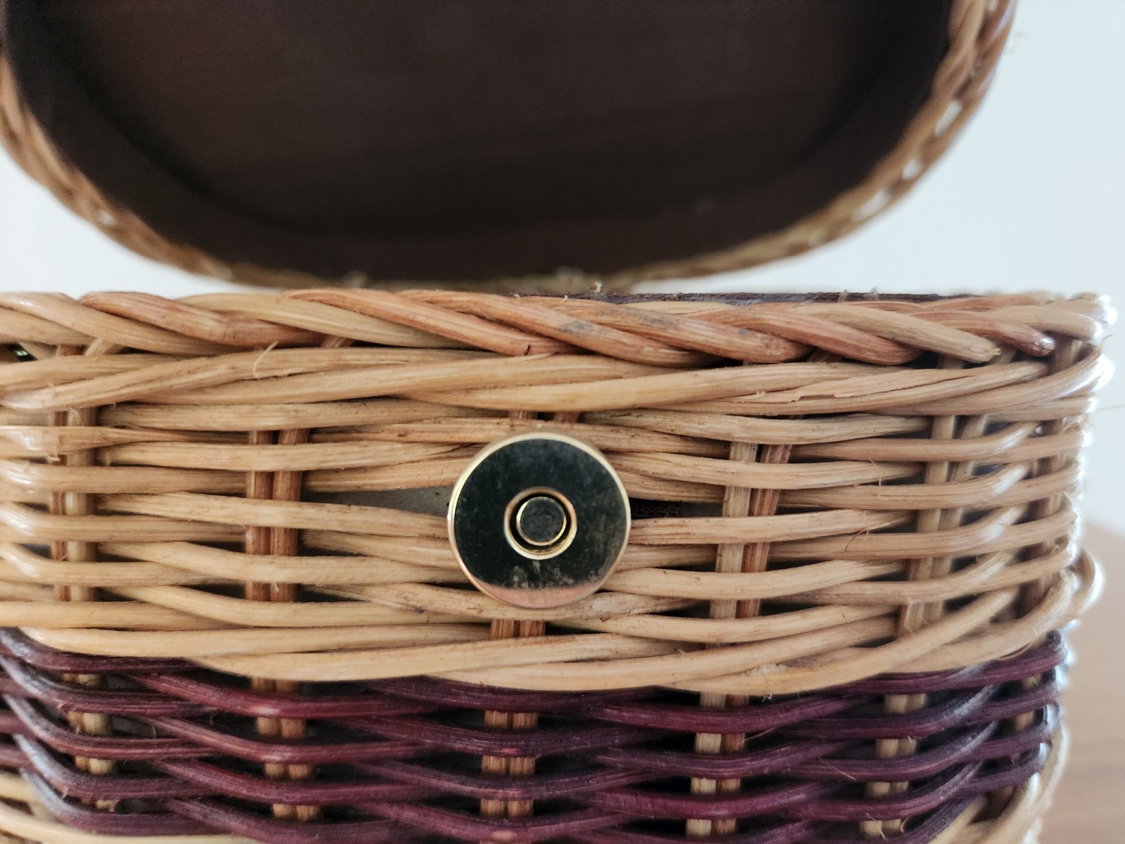 Vintage Wicker Basket Handbag Bird Nest Flower Daisy Brown Novelty Purse