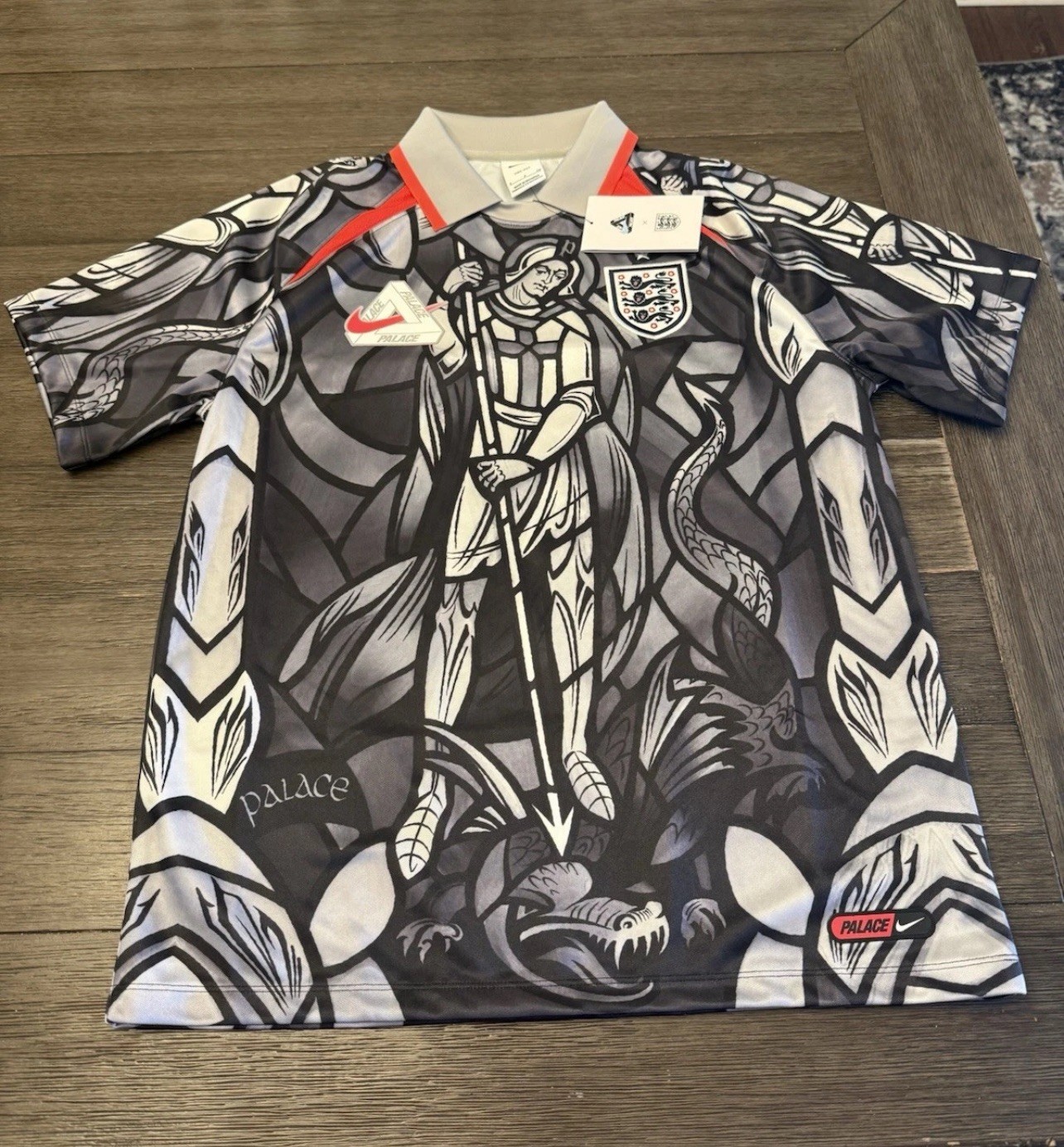 Palace x England Nike Jersey – Pewter Grey Black White – Size Small IN-HAND