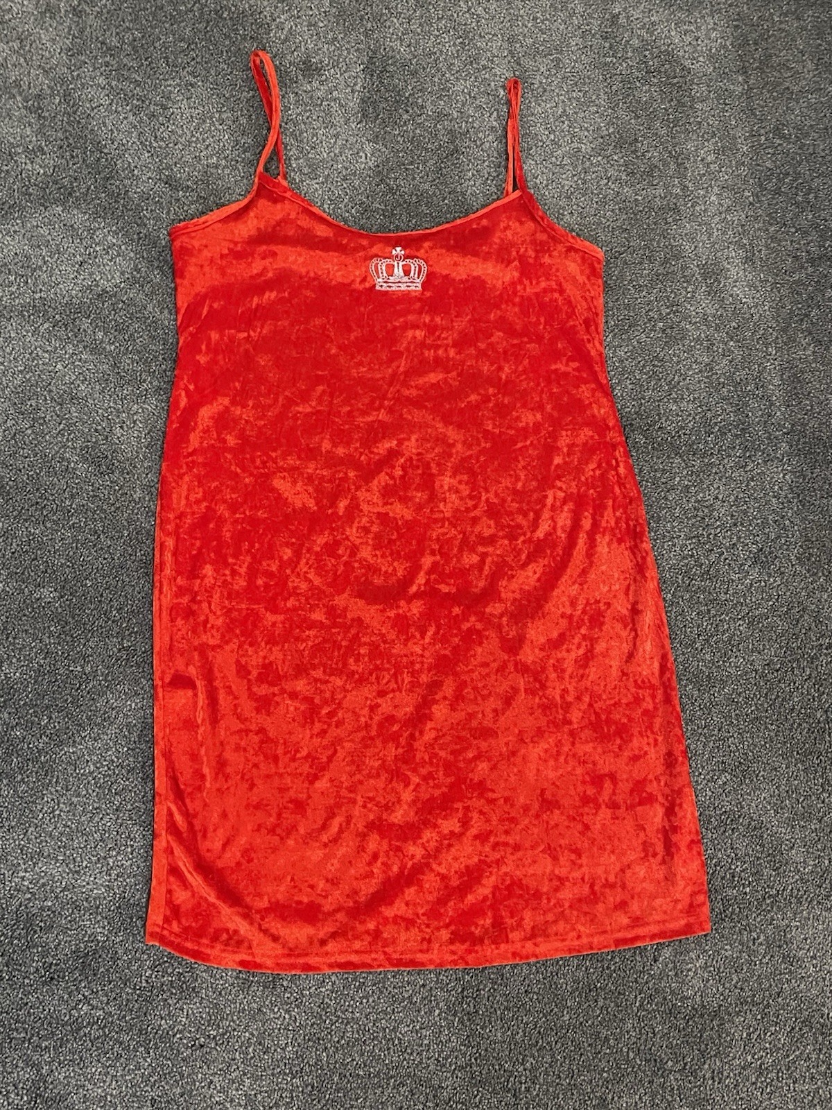 Juicy Couture Womens Slip Dress Red Velour Gown XL Y2K Spaghetti Straps