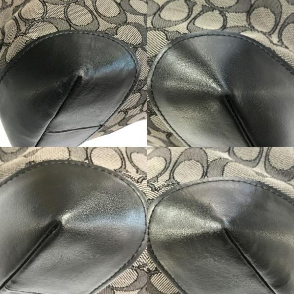Coach Signature Tote Bag Ladies’ Canvas Leather Grey black F29958 T1 Used