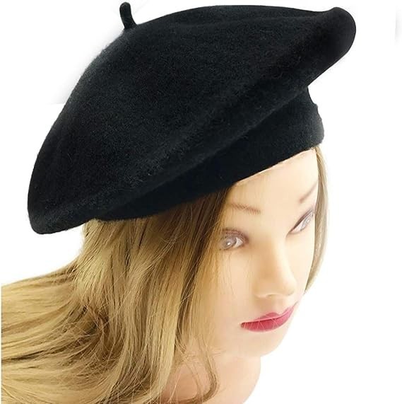 Gorro Vasco De Artista De Boina Francesa Para Mujeres Y Niñas, Color Negro NUEVO