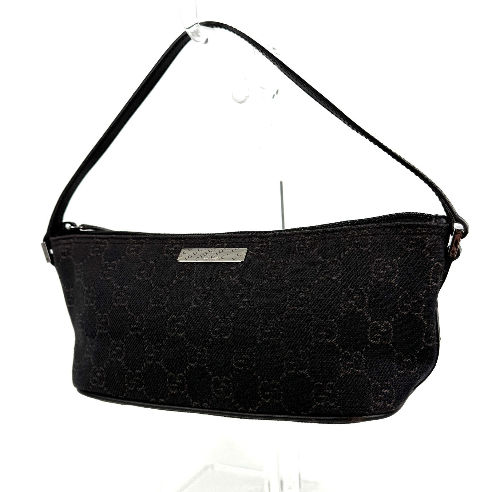 GUCCI GG Canvas Leather Accessory Pouch Mini Handbag *beautiful