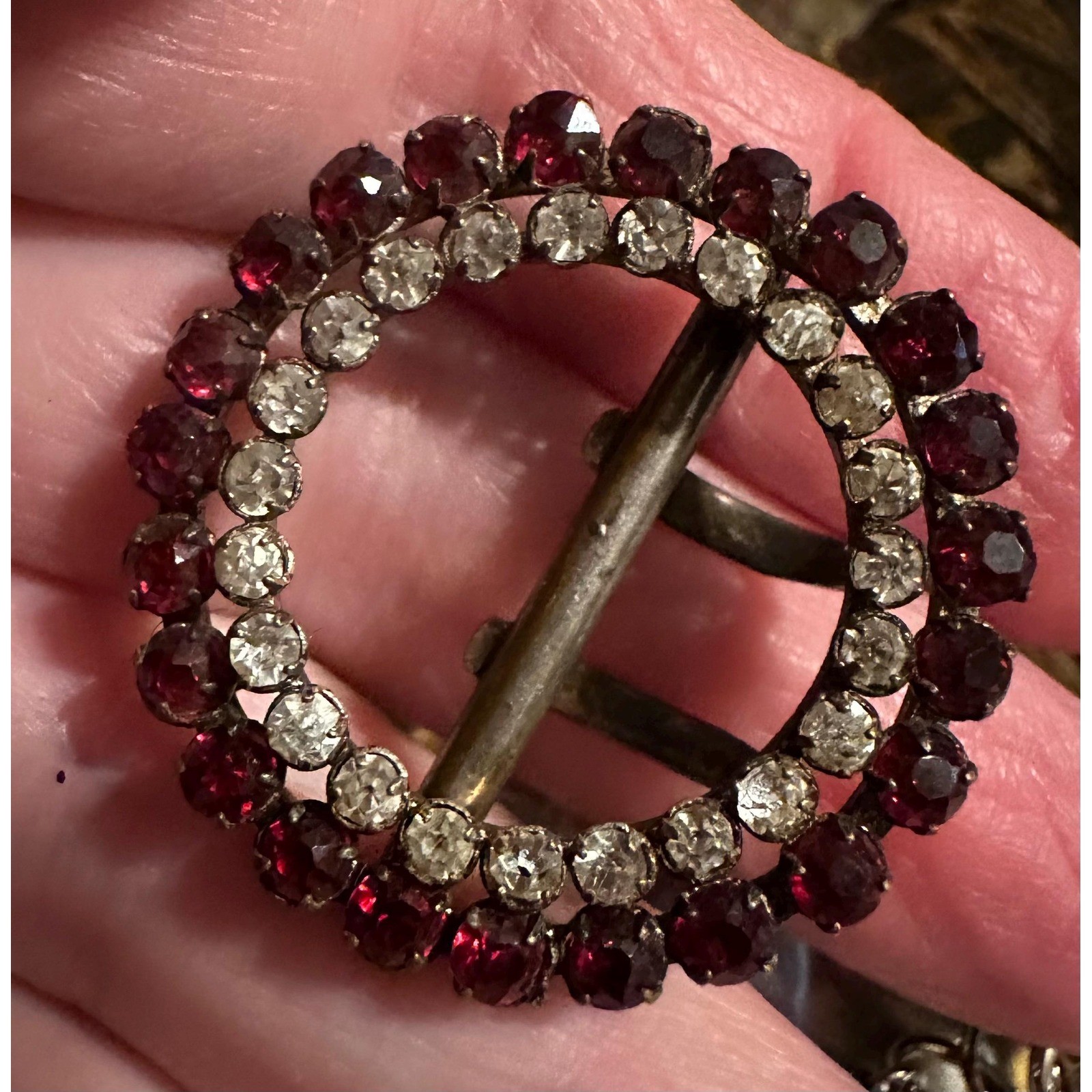 Victorian Buckle w/ Red & Clear Paste Stones
