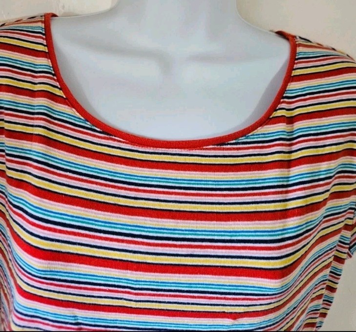 Papaya Matalan Size 18 T.shirt Top Multicolour Stripy 100% Cotton Short sleeve