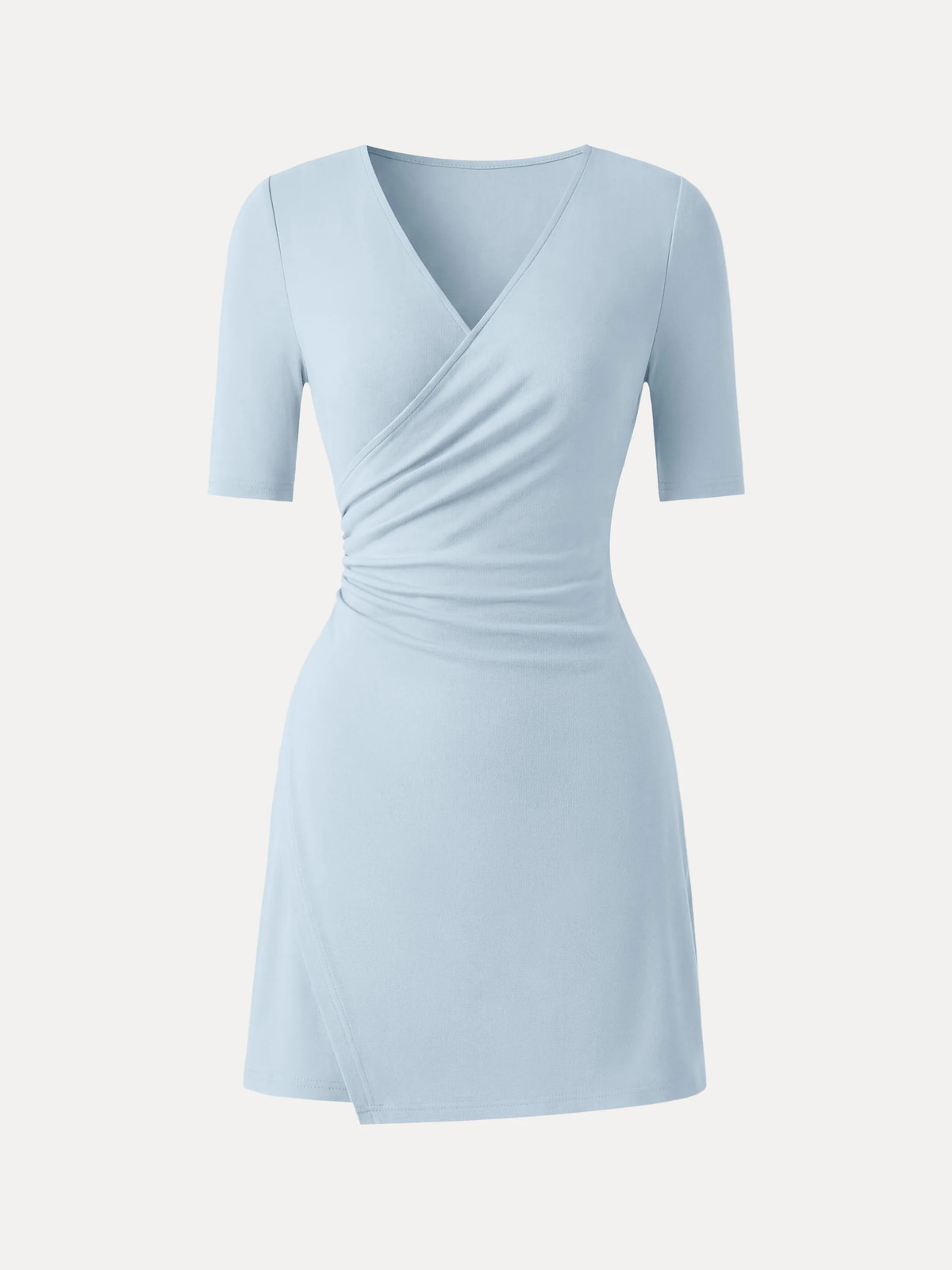 OGL Surplice Ruched Fit-and-Flare Mini Dress