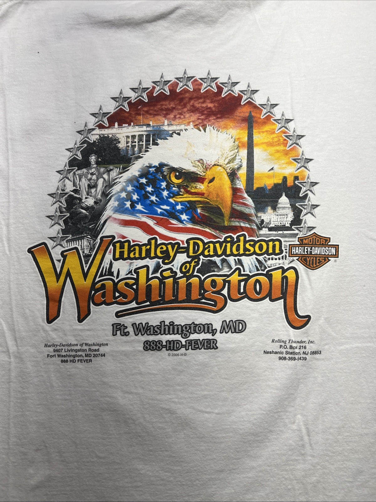 HARLEY DAVIDSON 2006 ROLLING THUNDER XIX T SHIRT MENS LARGE WASHINGTON D.C.