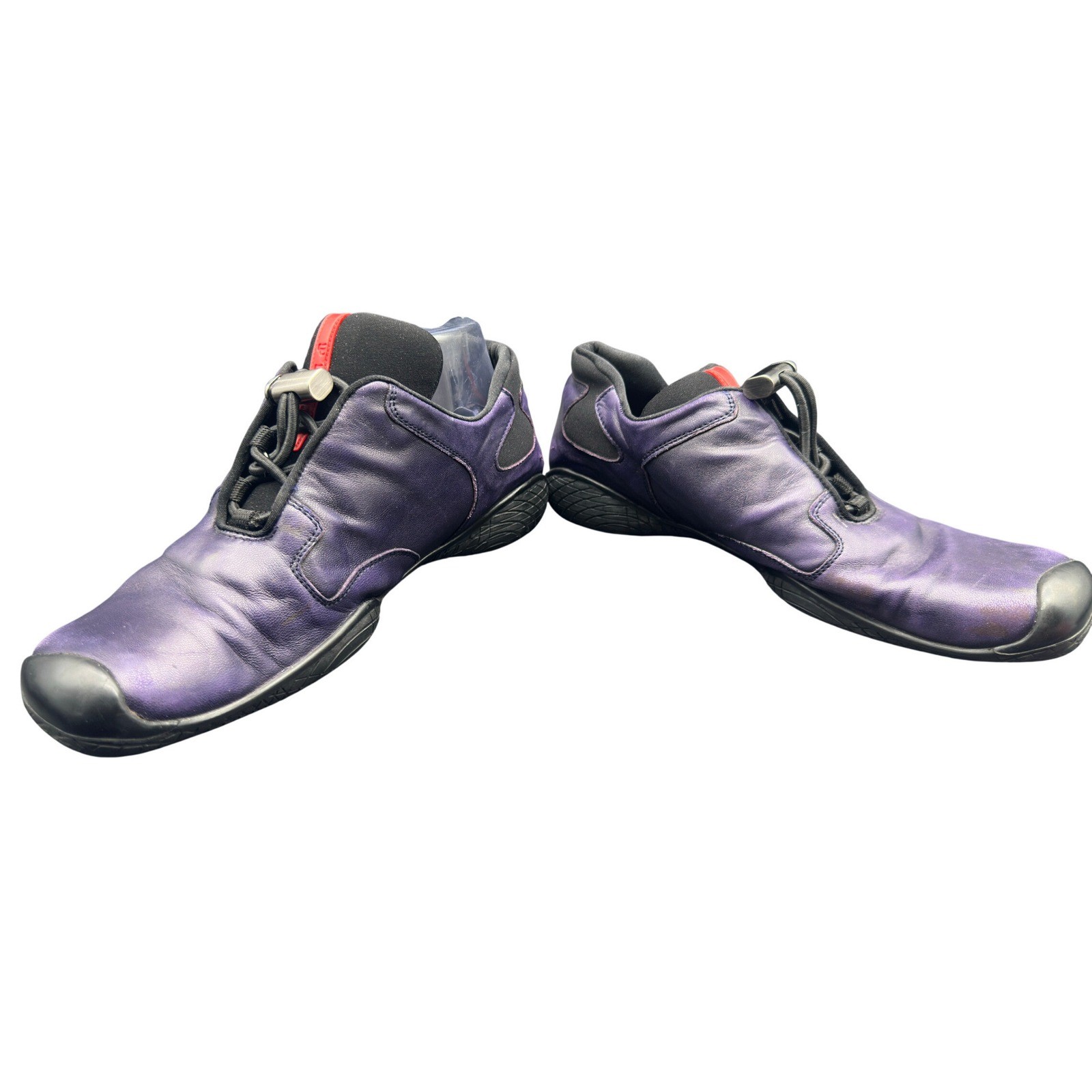 Vintage 2002 Prada Linea Rossa Purple Leather Sneakers Toggle Lace Womens 39 KC