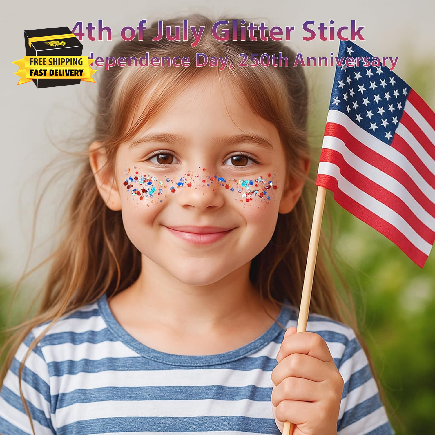 Patriotic Red White and Blue Body Glitter Stick,4Th of July Accessories,Sparklin