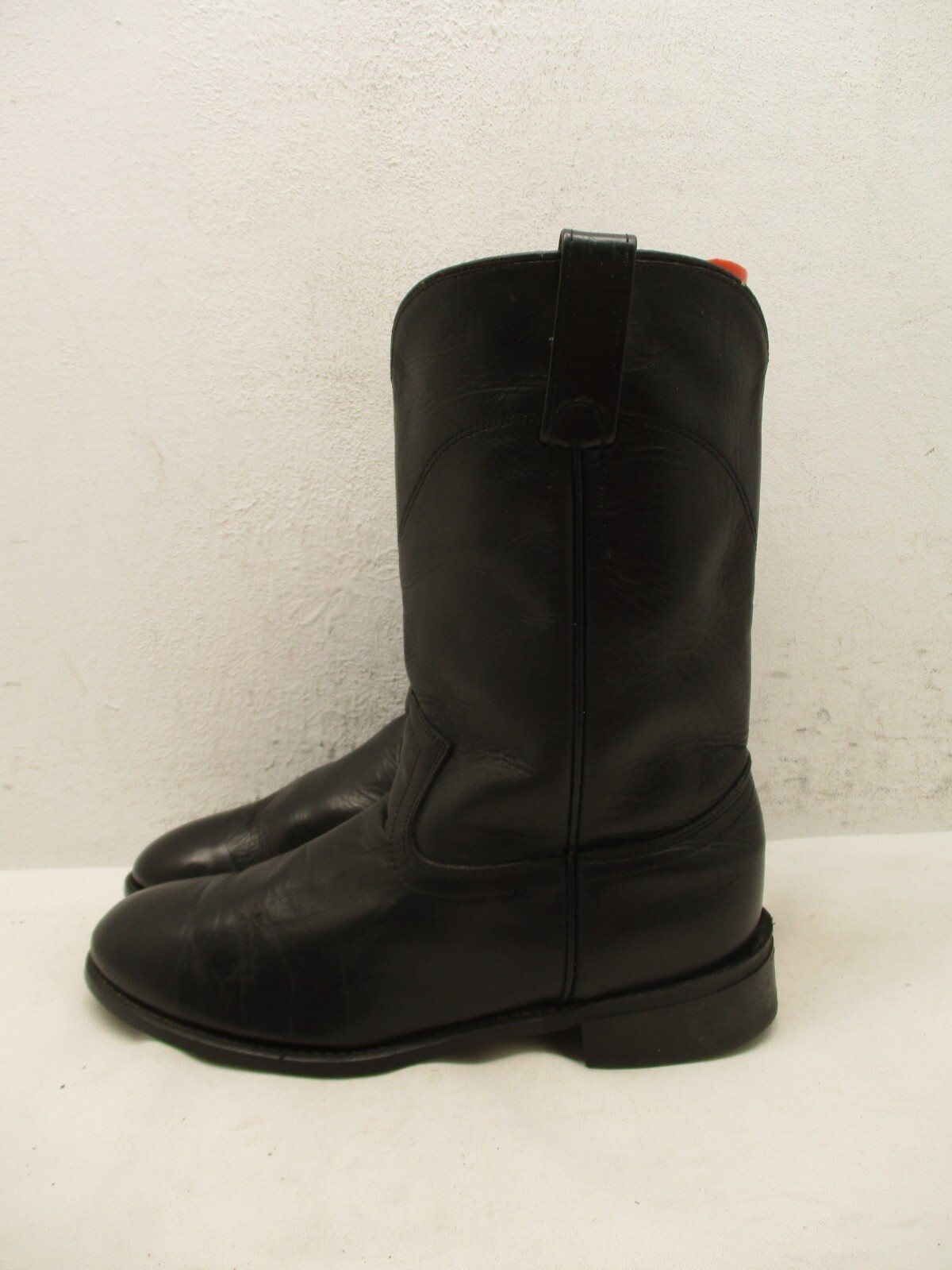 Acme Mens Black Leather Roper Style 15710 Cowboy Western Boots Size 7 D USA