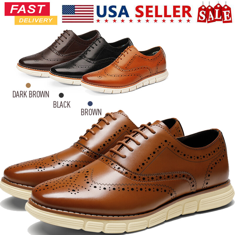Men Dress Shoes Casual Shoes Round Toe Oxford Formal Dress Shoes Size 6.5-15 US