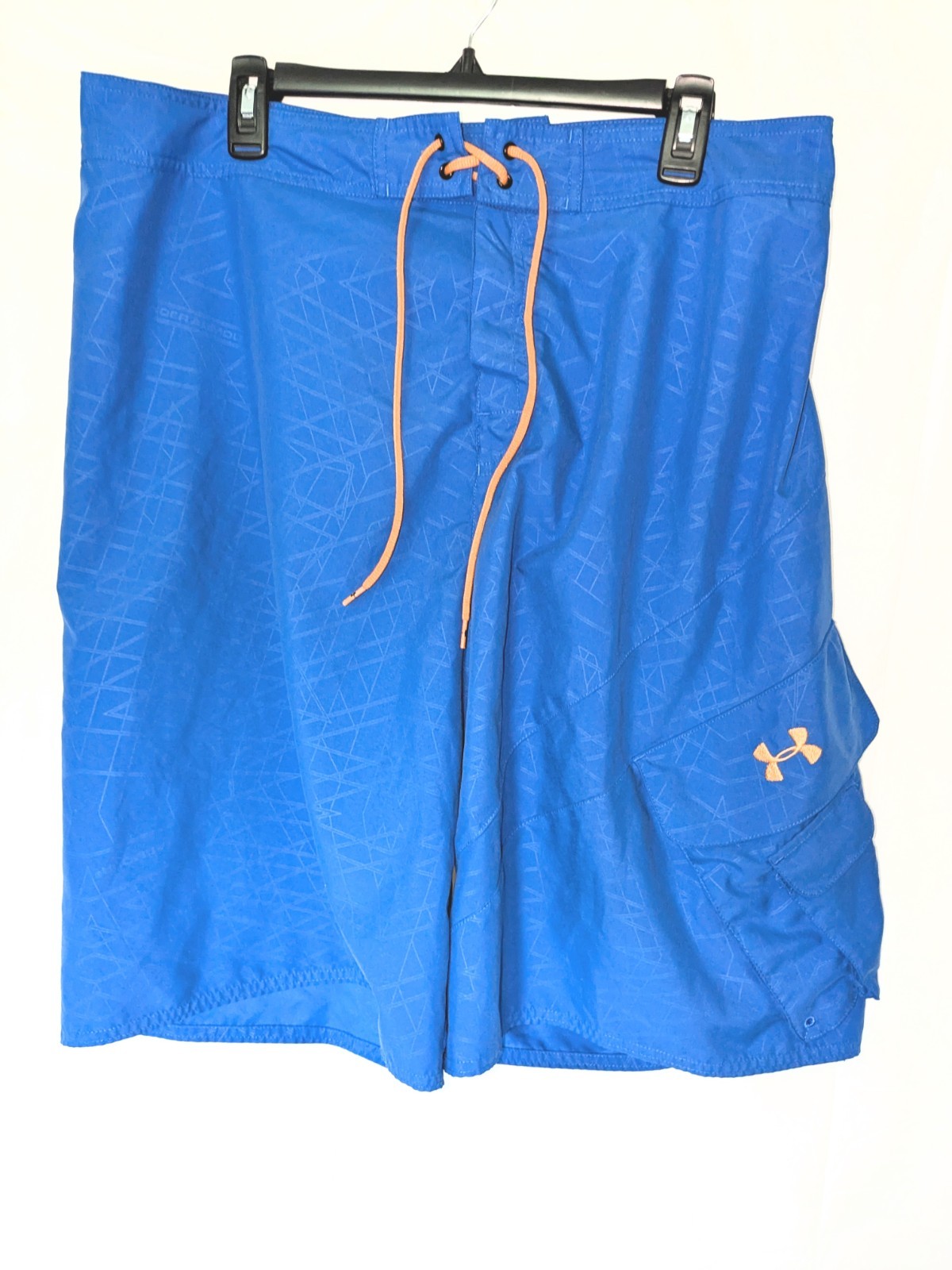 Under Armour HeatGear Board Shorts Mens 34 Blue Geometric Loose Fit Swim Surf
