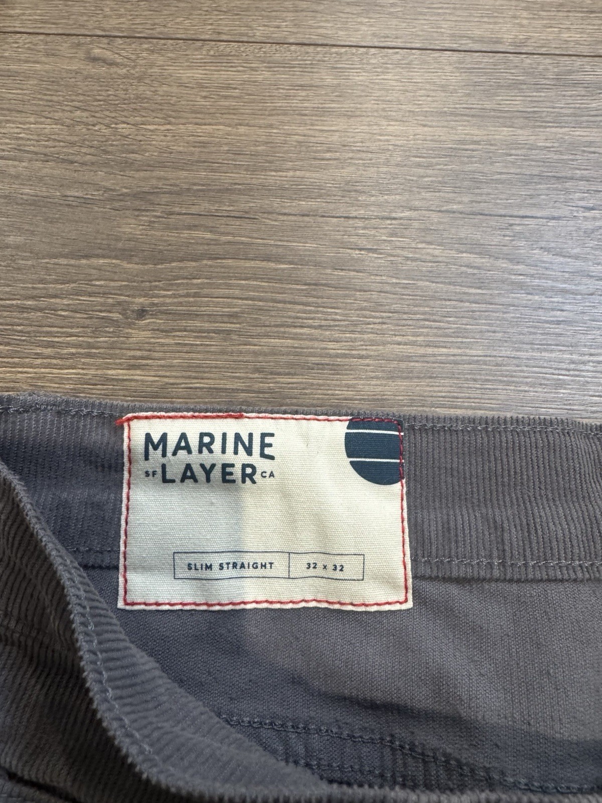 Marine Layer Men’s Slim Straight Gray Corduroy Jeans Mid Rise 5-Pocket
