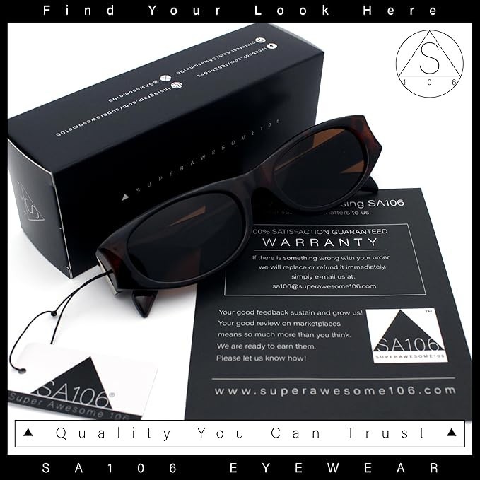 SA106 Slim Rectangle Sunglasses Narrow Small Frame Chunky Arm Retro 90s UV400