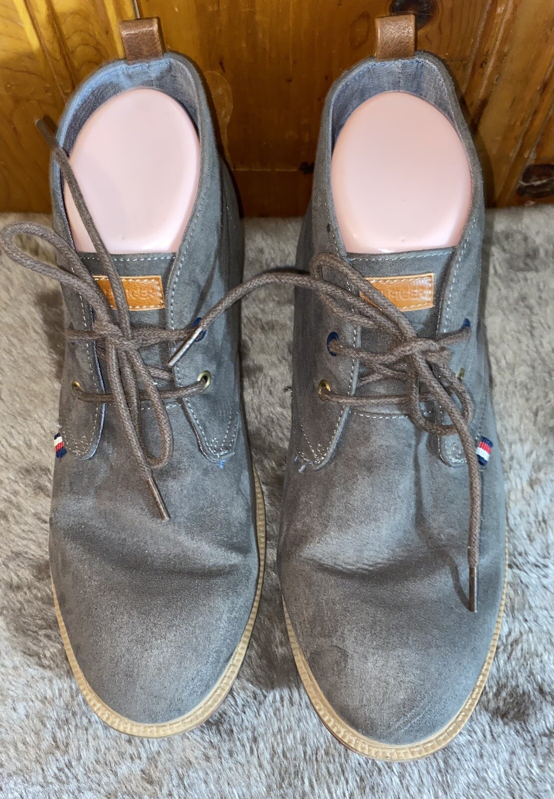 Tommy Hilfiger Michael Chukka Boys Gray Cognac Suede Boots Size 5