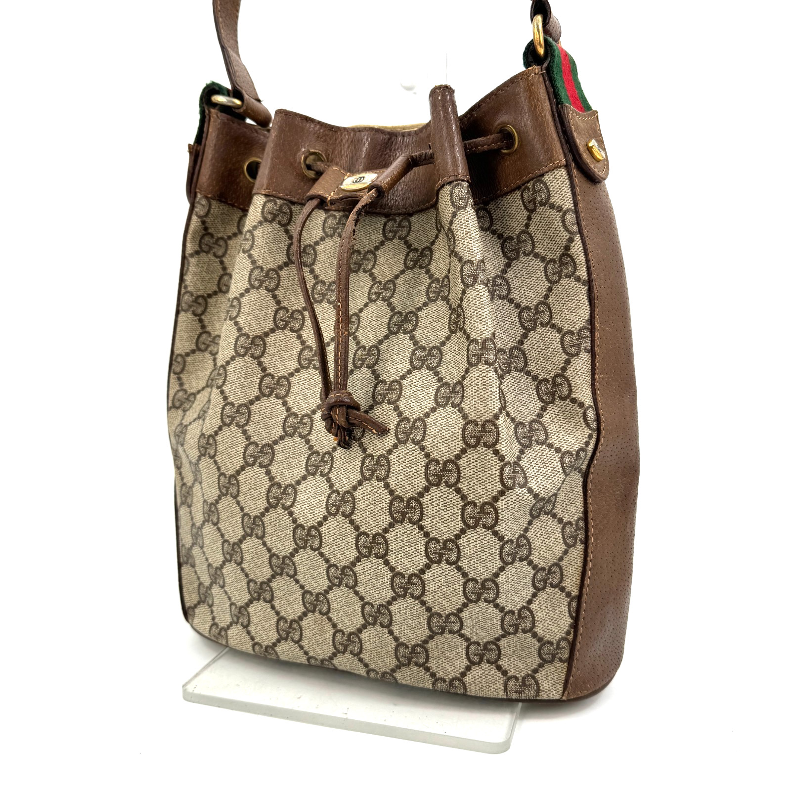 Vintage GUCCI Sherry Shoulder Bag Drawstring GG