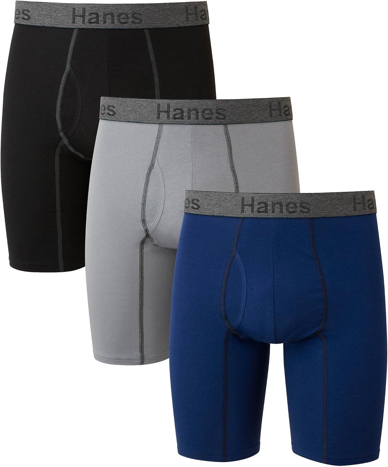 Hanes Mens 3 Pack Comfort Flex Fit Stretch Brief Small Gray Blue