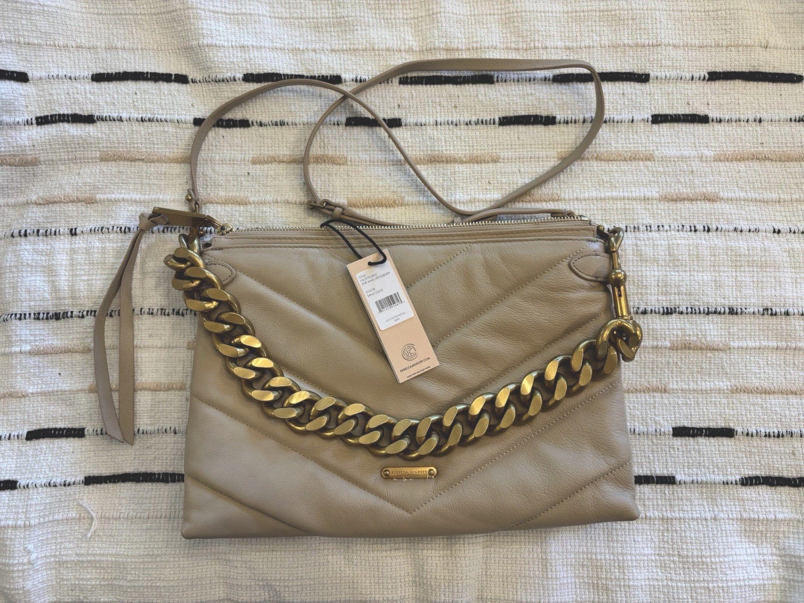 NWT Rebecca Minkoff Edie Maxi Crossbody In Sand Dune