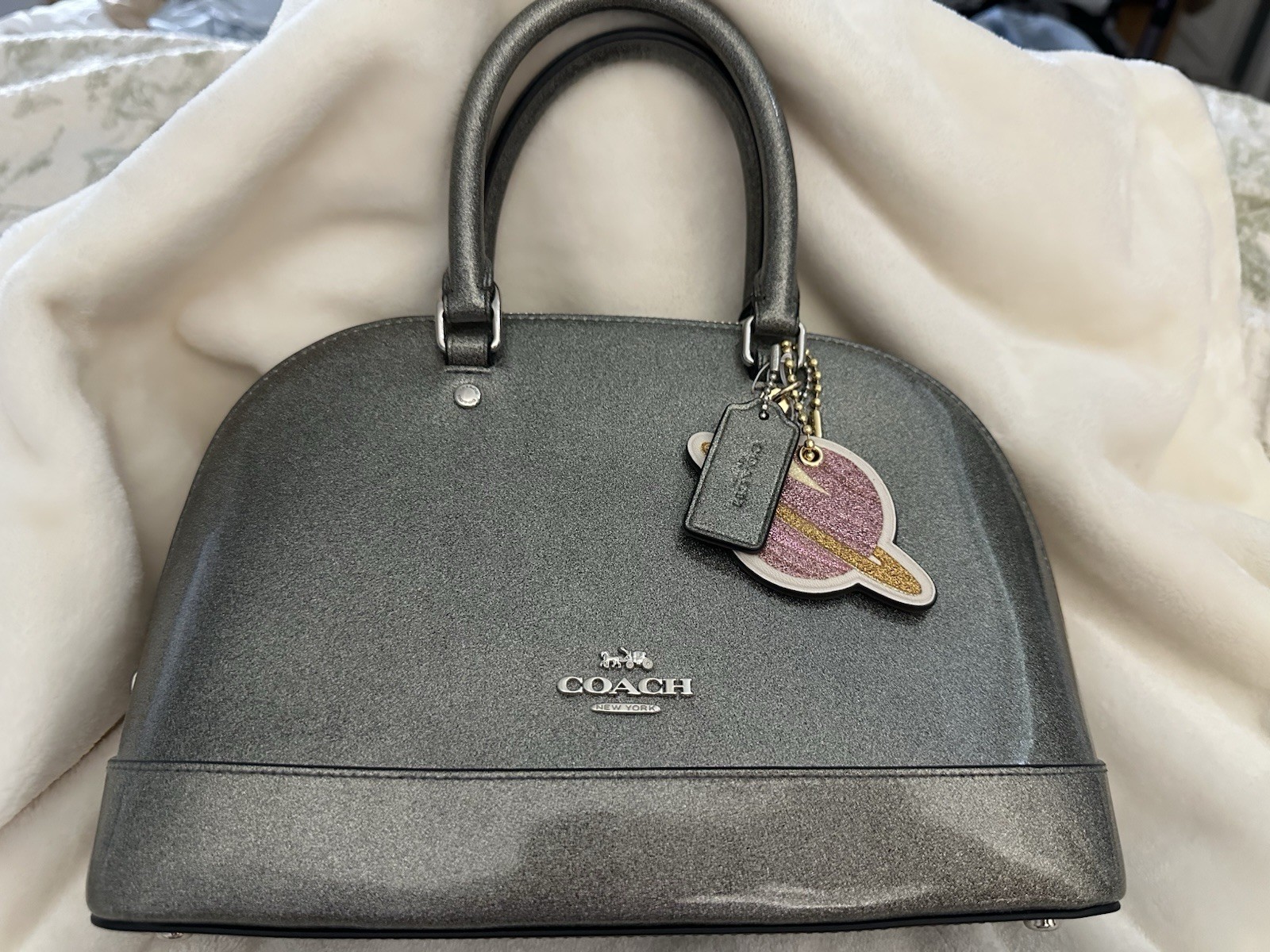 NWT Coach Mini Sierra Metallic Purse And Matching Wallet Set In Silver