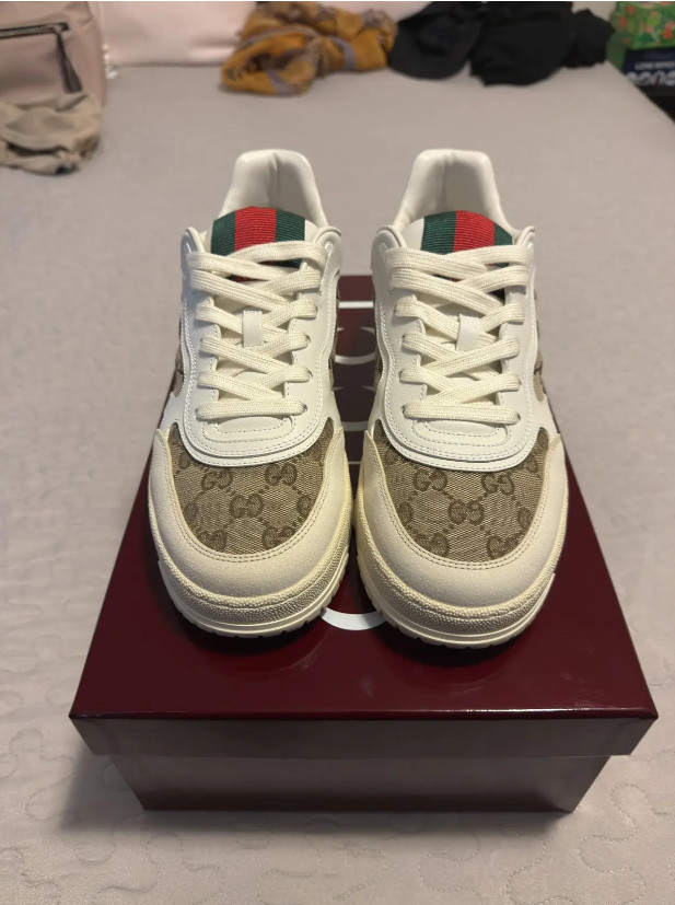 Gucci Men’s Leather Re-Web Sneaker