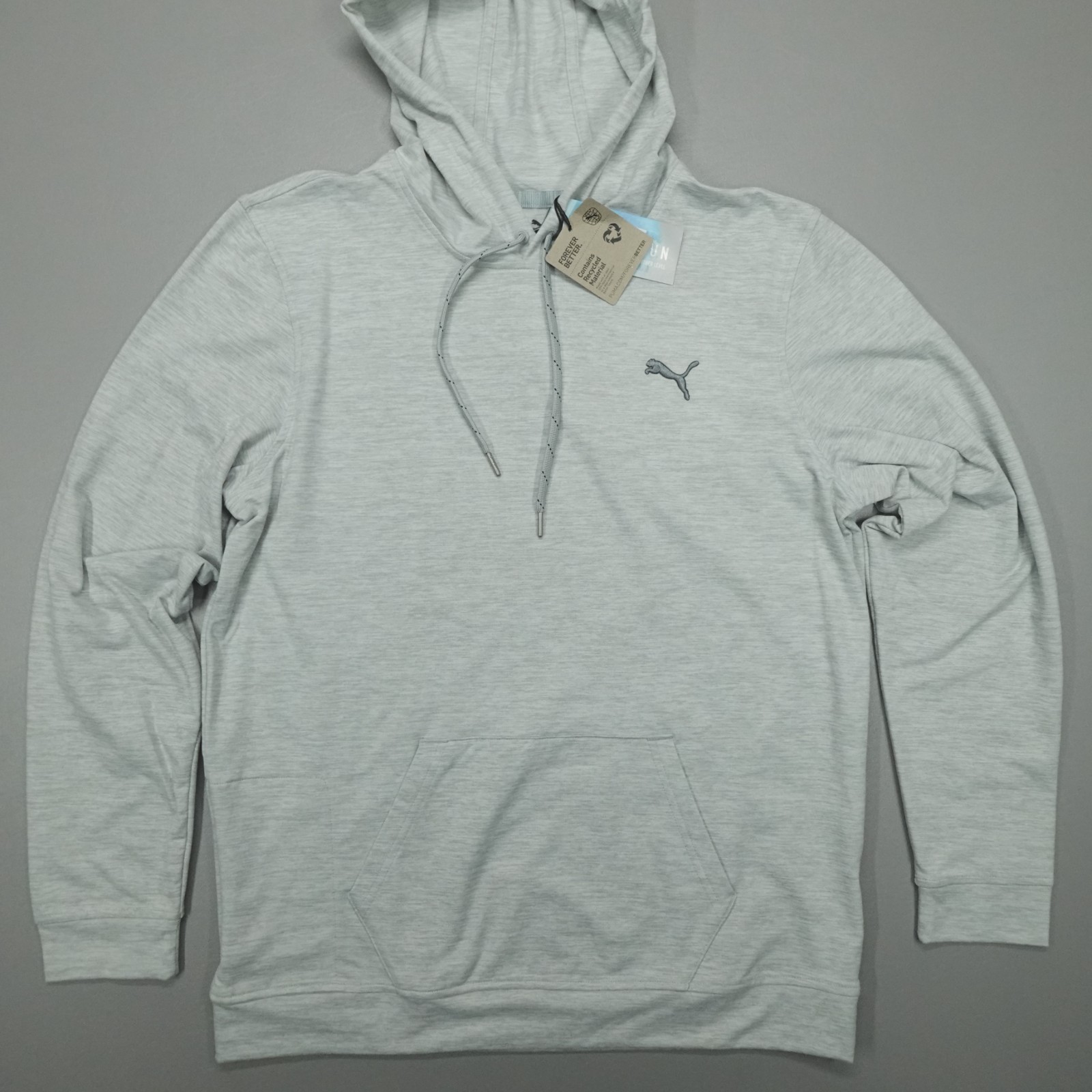 Puma Cloudspun Progress Hoodie Men’s Performance Sweatshirt Grey Heather NWT