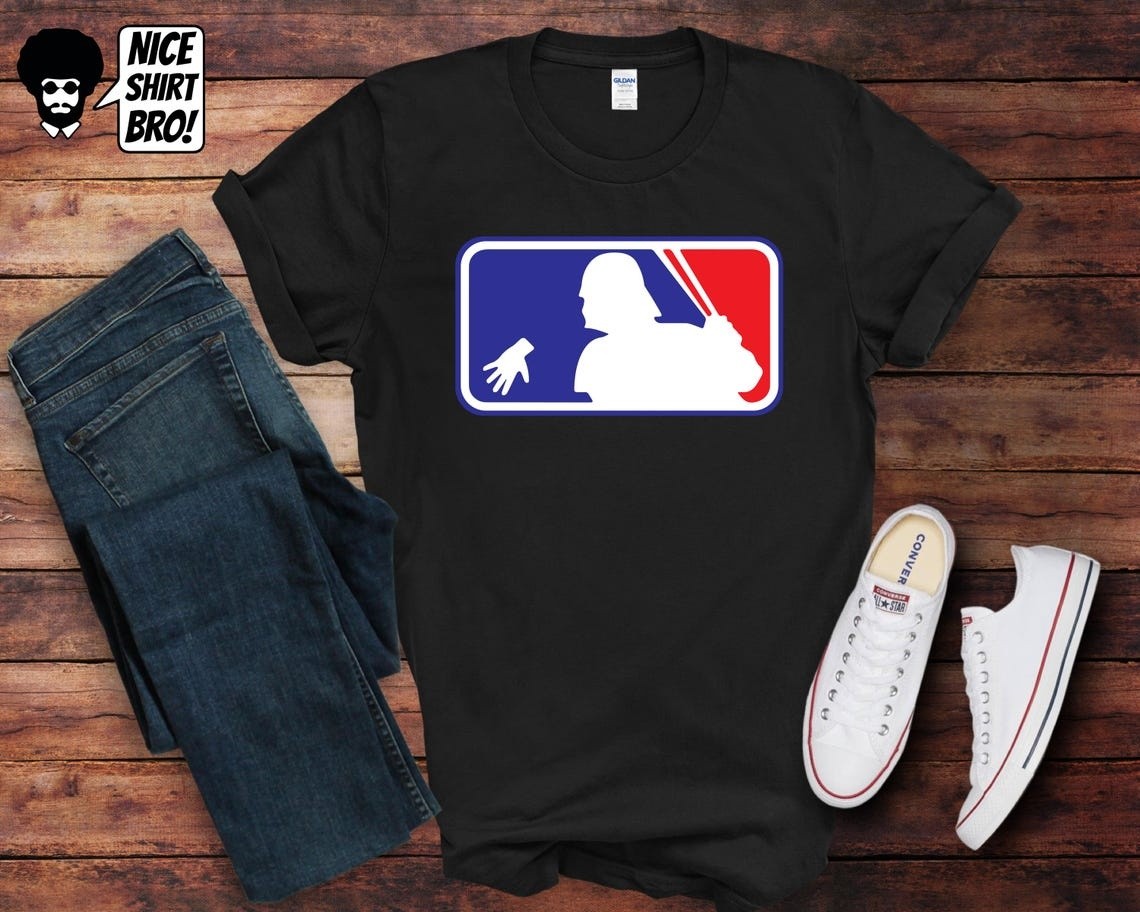 Star Wars Baseball Graphic Shirt, Darth Vader Design Cotton Tee