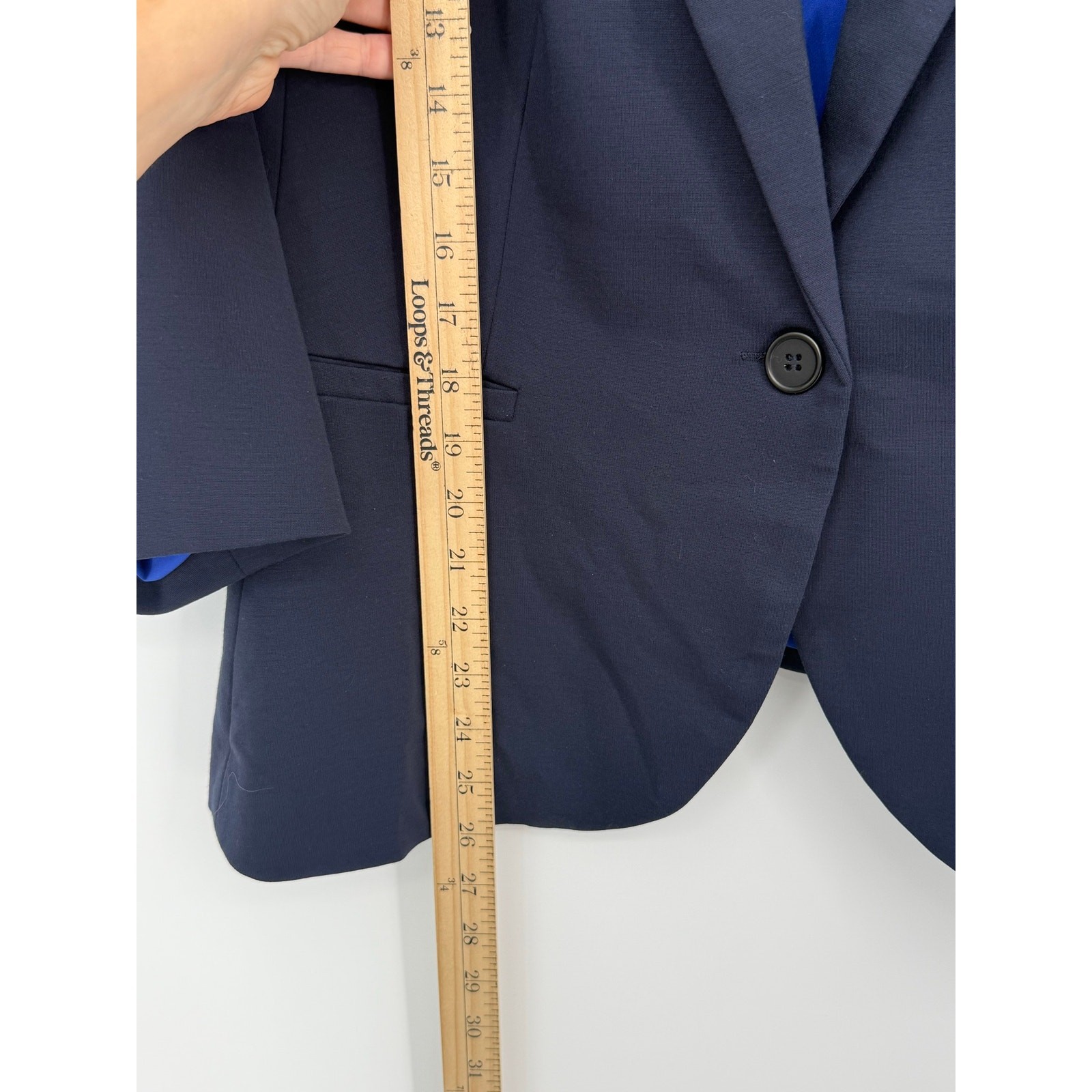 ModCloth Stretch Knit One Button Blazer Navy Blue 2X Plus Size NWT Office Career