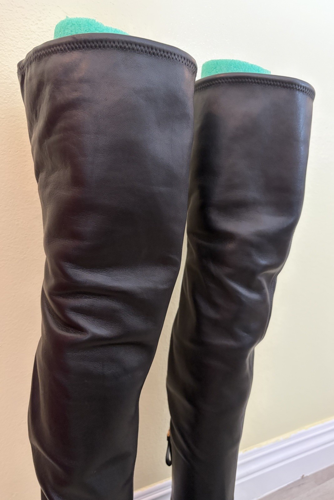 Sergio Rossi Butter Soft Black Leather 27” Thigh High Boots Sz 38.5 39 39.5 READ
