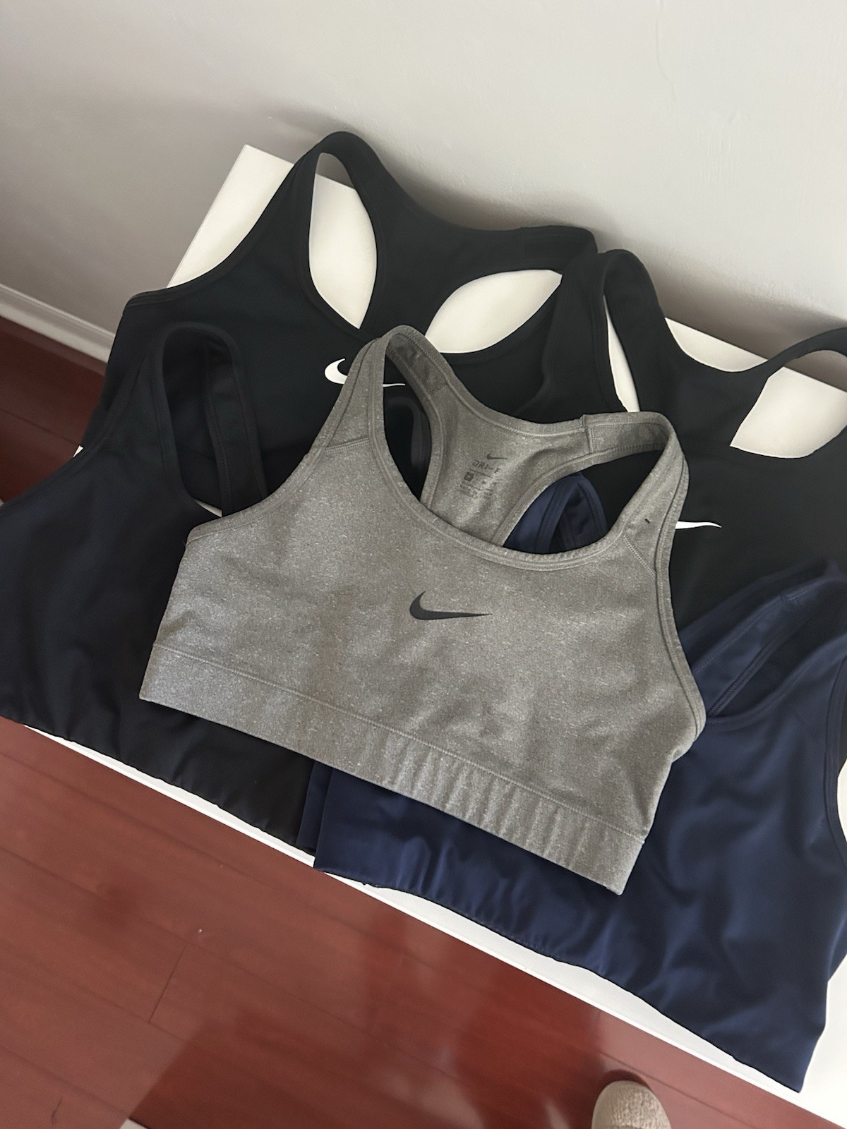 Nike Sports Bra Bundle, 6 Qty, Sz S-M, Navy/Gray/Black, Used But Great Cond.