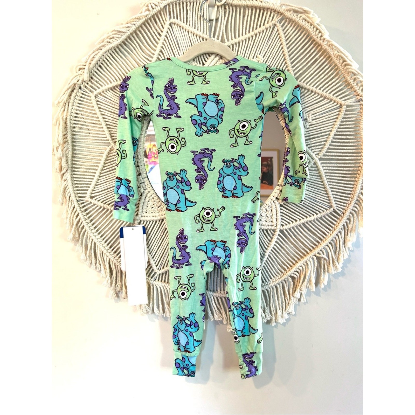NWT Pixar Kids Mint Monsters Inc One-Piece Footie Pajamas Disney Toddler 18M