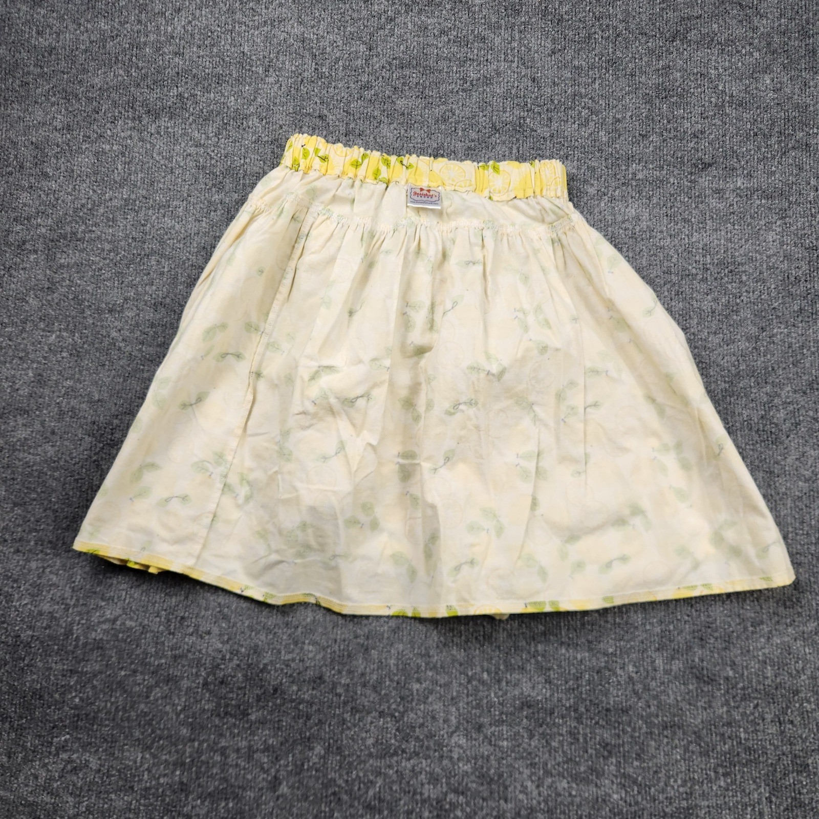 Josiekat’s Trunk Girls Yellow Lemon Citrus Print Elastic Waist Flared Skirt 12