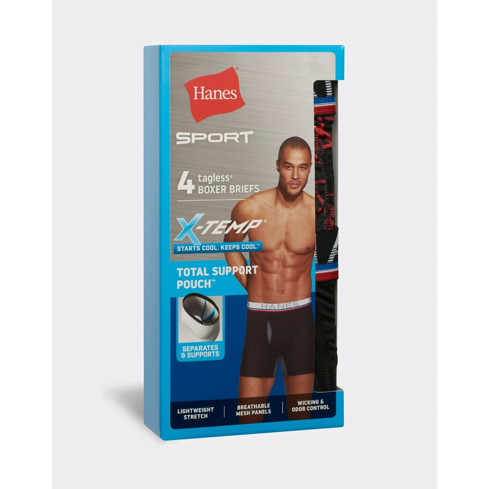 Hanes® X-Temp® Men’s 4-Pack Boxer Briefs “Total Support Pouch & SPORT & COOL”