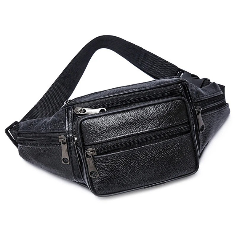 Men’s Waist Pack PU Leather Bag Waist Belt Bag Male Artificial Leather Fanny