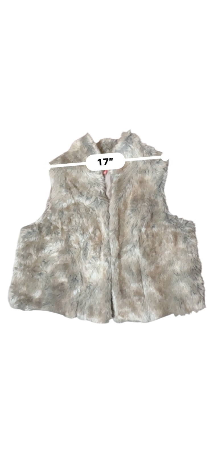 Elle Womens Acrylic Blend Faux Fur Open Front Vest Grey Brown Multi Size 1X EUC